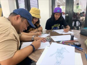 Fizzbuzz Team doing their anatomy assignment at Cebu animation training